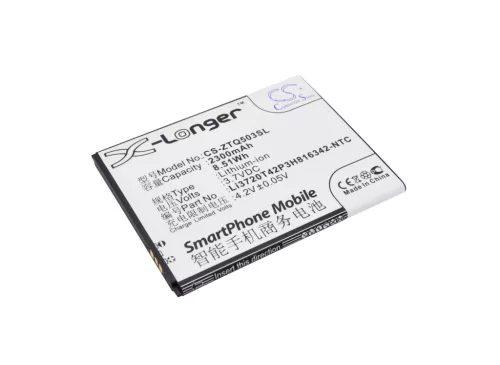 ZTE Li3720T42P3H816342-NTC helyettesítő mobiltelefon akkumulátor (Li-ion, 3.7V, 2300mAh / 8.51Wh) - Utángyártott