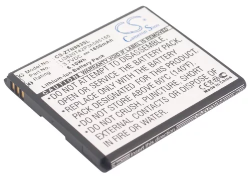 ZTE Li3820T42P3h585155 helyettesítő mobiltelefon akkumulátor (Li-ion, 3.7V, 1650mAh / 6.11Wh) - Utángyártott