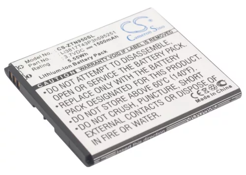 ZTE Li3817T43P3h595251 helyettesítő mobiltelefon akkumulátor (Li-ion, 3.7V, 1500mAh / 5.55Wh) - Utángyártott