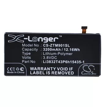   ZTE Li3832T43P6hC15435-I helyettesítő mobiltelefon akkumulátor (Li-Polymer, 3.8V, 3200mAh / 12.16Wh) - Utángyártott