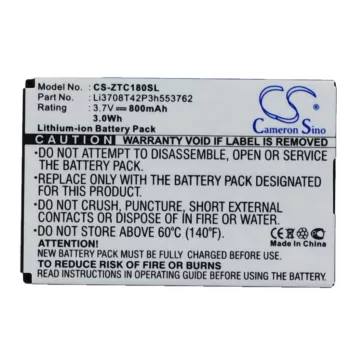   ZTE Li3710T42P3h553762-H helyettesítő mobiltelefon akkumulátor (Li-ion, 3.7V, 800mAh / 2.96Wh) - Utángyártott