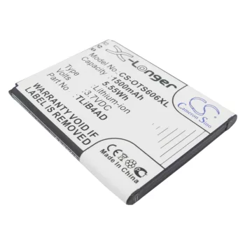   TCL TLiB4AD helyettesítő mobiltelefon akkumulátor (Li-ion, 3.7V, 1500mAh / 5.55Wh) - Utángyártott