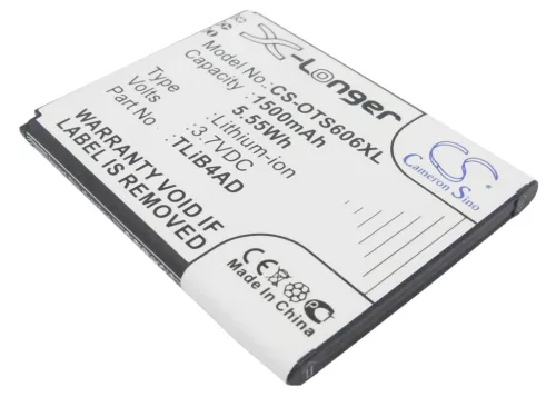 TCL TLiB4AD helyettesítő mobiltelefon akkumulátor (Li-ion, 3.7V, 1500mAh / 5.55Wh) - Utángyártott