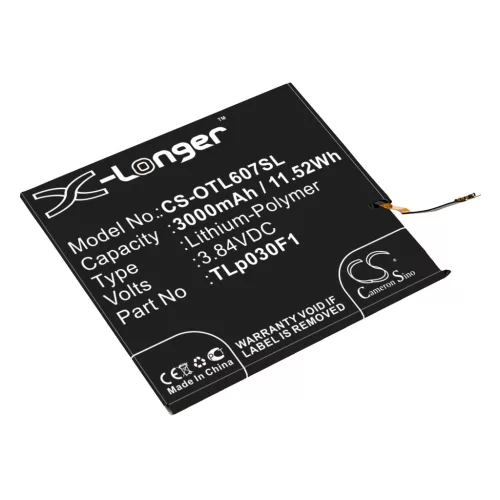 Alcatel TLp030F2 helyettesítő mobiltelefon akkumulátor (Li-Polymer, 3.84V, 3000mAh / 11.52Wh) - Utángyártott