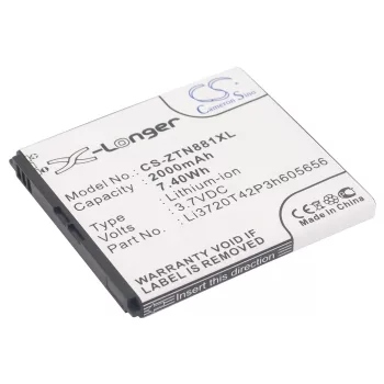   ZTE Li3720T42P3h605656 helyettesítő mobiltelefon akkumulátor (Li-ion, 3.7V, 2000mAh / 7.4Wh) - Utángyártott