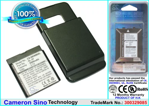Nokia BL-5F helyettesítő mobiltelefon akkumulátor (Li-ion, 3.7V, 2000mAh / 7.4Wh) - Utángyártott