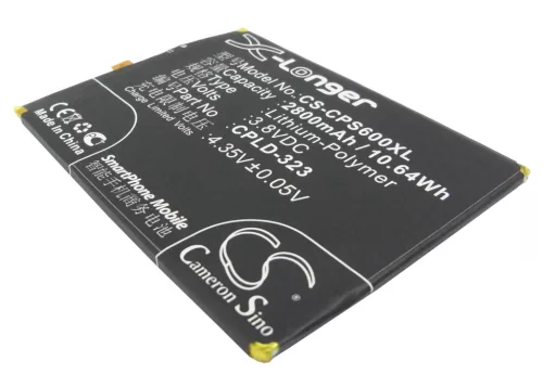 Coolpad CPLD-323 helyettesítő mobiltelefon akkumulátor (Li-Polymer, 3.8V, 2800mAh / 10.64Wh) - Utángyártott