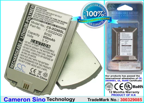 Xplore T-00022420 helyettesítő mobiltelefon akkumulátor (Li-Polymer, 3.7V, 950mAh / 3.52Wh) - Utángyártott