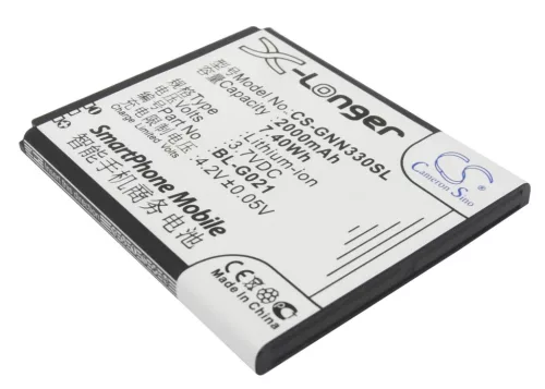 GIONEE BL-G021 helyettesítő mobiltelefon akkumulátor (Li-ion, 3.7V, 2000mAh / 7.4Wh) - Utángyártott