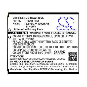   Highscreen Power Four helyettesítő mobiltelefon akkumulátor (Li-ion, 3.8V, 3000mAh / 11.4Wh) - Utángyártott