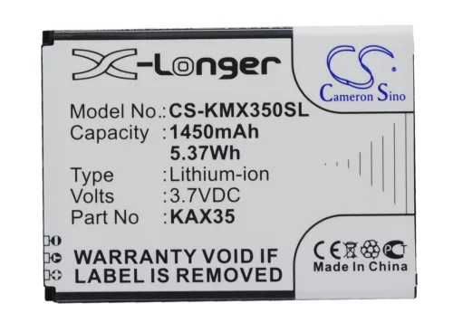 KAZAM KAX35 helyettesítő mobiltelefon akkumulátor (Li-ion, 3.7V, 1450mAh / 5.37Wh) - Utángyártott