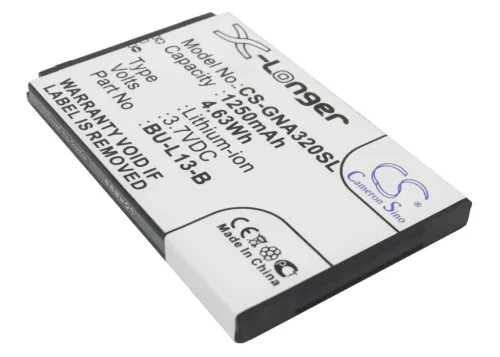 GIONEE BU-L13-B helyettesítő mobiltelefon akkumulátor (Li-ion, 3.7V, 1250mAh / 4.63Wh) - Utángyártott