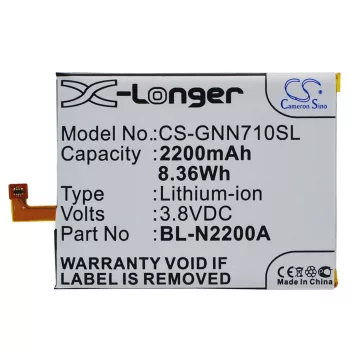   GIONEE BL-N2200A helyettesítő mobiltelefon akkumulátor (Li-Polymer, 3.8V, 2200mAh / 8.36Wh) - Utángyártott