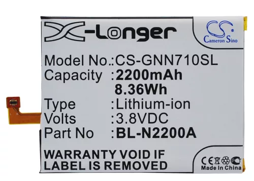 GIONEE BL-N2200A helyettesítő mobiltelefon akkumulátor (Li-Polymer, 3.8V, 2200mAh / 8.36Wh) - Utángyártott