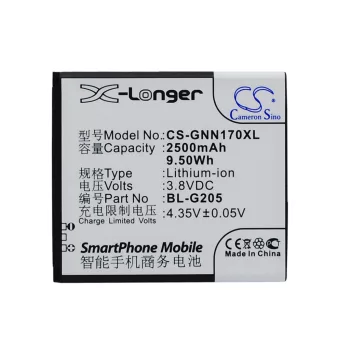   GIONEE BL-G205 helyettesítő mobiltelefon akkumulátor (Li-ion, 3.8V, 2500mAh / 9.5Wh) - Utángyártott