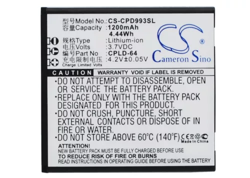 Coolpad CPLD-64 helyettesítő mobiltelefon akkumulátor (Li-ion, 3.7V, 1200mAh / 4.44Wh) - Utángyártott