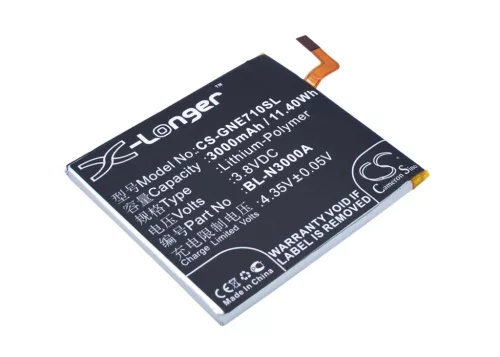 GIONEE BL-N3000A helyettesítő mobiltelefon akkumulátor (Li-Polymer, 3.8V, 3000mAh / 11.4Wh) - Utángyártott