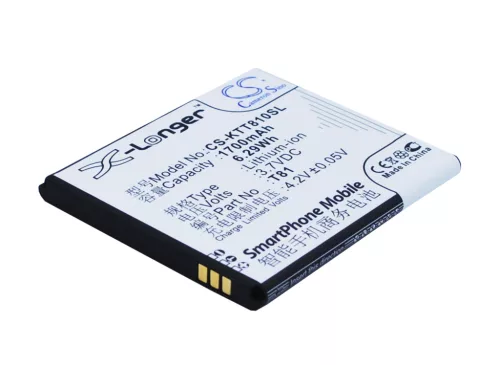 K-Touch T81 helyettesítő mobiltelefon akkumulátor (Li-ion, 3.7V, 1700mAh / 6.29Wh) - Utángyártott