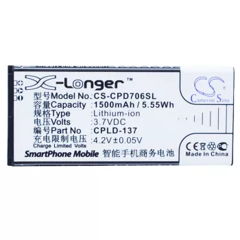   Coolpad CPLD-137 helyettesítő mobiltelefon akkumulátor (Li-ion, 3.7V, 1500mAh / 5.55Wh) - Utángyártott
