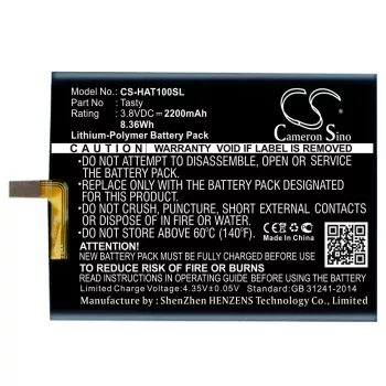   Highscreen Tasty helyettesítő mobiltelefon akkumulátor (Li-Polymer, 3.8V, 2200mAh / 8.36Wh) - Utángyártott