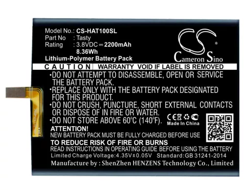 Highscreen Tasty helyettesítő mobiltelefon akkumulátor (Li-Polymer, 3.8V, 2200mAh / 8.36Wh) - Utángyártott