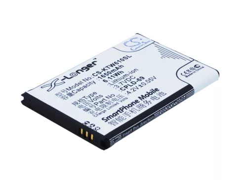 K-Touch TBW7801 helyettesítő mobiltelefon akkumulátor (Li-ion, 3.7V, 1650mAh / 6.11Wh) - Utángyártott