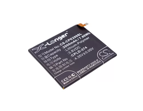 Coolpad CPLD-374 helyettesítő mobiltelefon akkumulátor (Li-Polymer, 3.8V, 2000mAh / 7.6Wh) - Utángyártott
