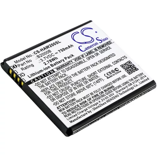 Highscreen B2000B helyettesítő mobiltelefon akkumulátor (Li-ion, 3.7V, 750mAh / 2.78Wh) - Utángyártott
