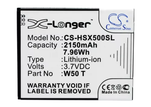 Hasee W50 T helyettesítő mobiltelefon akkumulátor (Li-ion, 3.7V, 2150mAh / 7.96Wh) - Utángyártott