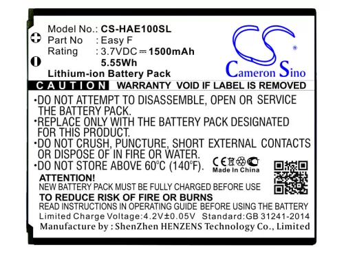 Highscreen Easy F helyettesítő mobiltelefon akkumulátor (Li-ion, 3.7V, 1500mAh / 5.55Wh) - Utángyártott