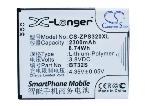 ZOPO BT32S helyettesítő mobiltelefon akkumulátor (Li-Polymer, 3.8V, 2300mAh / 8.74Wh) - Utángyártott