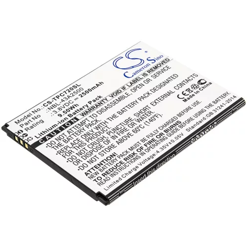 TP-Link Neffos C7s készülékhez mobiltelefon akkumulátor (Li-Ion, 2500mAh / 9.5Wh, 3.8V) - Utángyártott