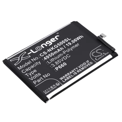 Nokia P660 helyettesítő mobiltelefon akkumulátor (Li-Polymer, 3.85V, 4950mAh / 19.06Wh) - Utángyártott