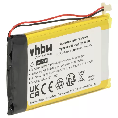 Archos AV 404 készülékhez MP3-lejátszó akkumulátor (Li-Ion, 1800mAh / 6.66Wh, 3.7V) - Utángyártott