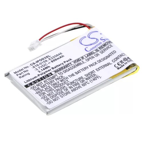 Apple 616-0159 helyettesítő MP3-lejátszó akkumulátor (Li-Ion, 850mAh / 3.15Wh, 3.7V) - Utángyártott