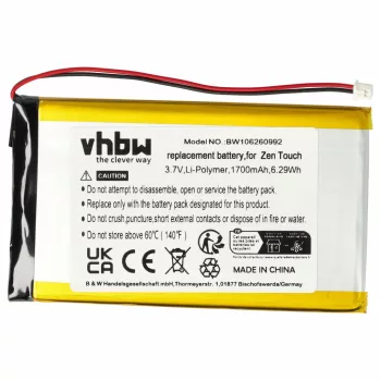   Creative DAA-BA0004 helyettesítő MP3-lejátszó akkumulátor (Li-Polymer, 1700mAh / 6.29Wh, 3.7V) - Utángyártott