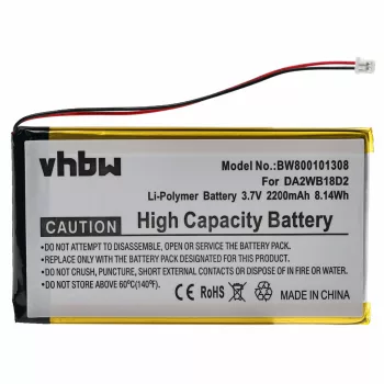   Iriver DA2WB18D2 helyettesítő MP3-lejátszó akkumulátor (Li-Polymer, 2200mAh / 8.14Wh, 3.7V) - Utángyártott