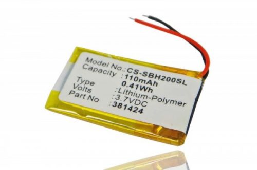 Sony 381424 helyettesítő MP3-lejátszó akkumulátor (Li-Polymer, 110mAh / 0.41Wh, 3.7V) - Utángyártott