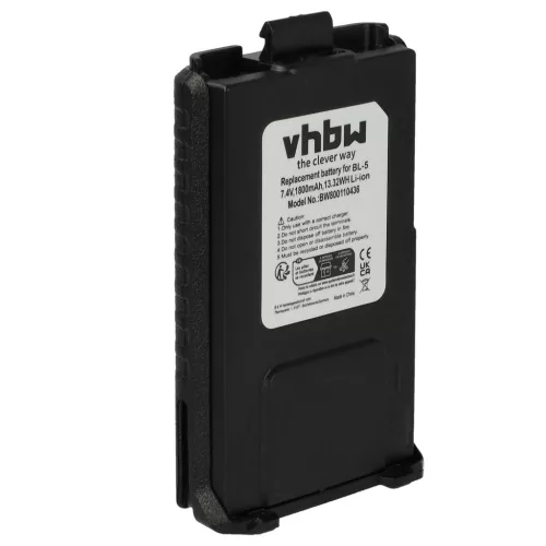 Baofeng BL-5 helyettesítő rádió akkumulátor (Li-Ion, 1800mAh / 13.32Wh, 7.4V) - Utángyártott
