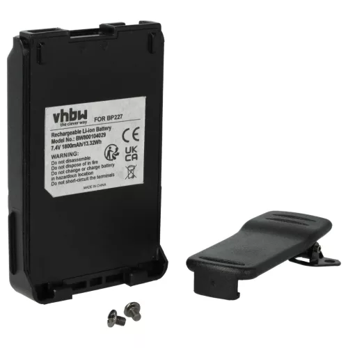 Icom BP-227 helyettesítő rádió akkumulátor (Li-Ion, 1800mAh / 13.32Wh, 7.4V) - Utángyártott