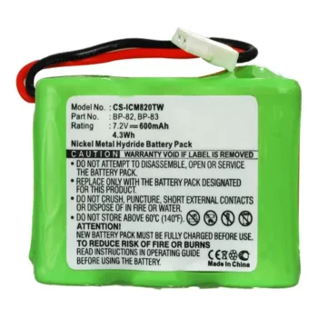   Icom BP-82, BP-83, BP-84, BP-85 helyettesítő rádió akkumulátor (NiMh, 600mAh / 4.32Wh, 7.2V) - Utángyártott