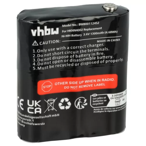 Motorola 4002A, 56315 helyettesítő rádió akkumulátor (NiMh, 1300mAh / 4.68Wh, 3.6V) - Utángyártott