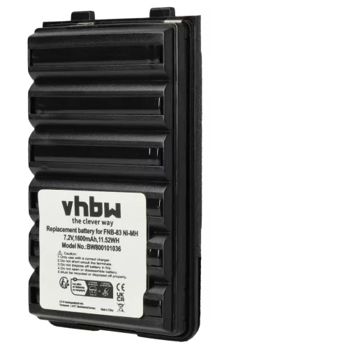 Yaesu / Vertex FNB-57 helyettesítő rádió akkumulátor (NiMh, 1600mAh / 11.52Wh, 7.2V) - Utángyártott