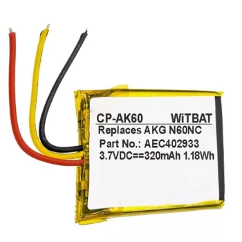   AKG AEC402933 helyettesítő fülhallgató akkumulátor (Li-Polymer, 320mAh / 1.18Wh, 3.7V) - Utángyártott