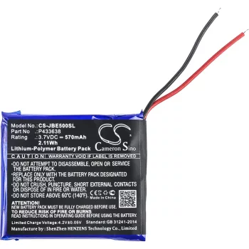   JBL P433638 helyettesítő fülhallgató akkumulátor (Li-Polymer, 570mAh / 2.11Wh, 3.7V) - Utángyártott