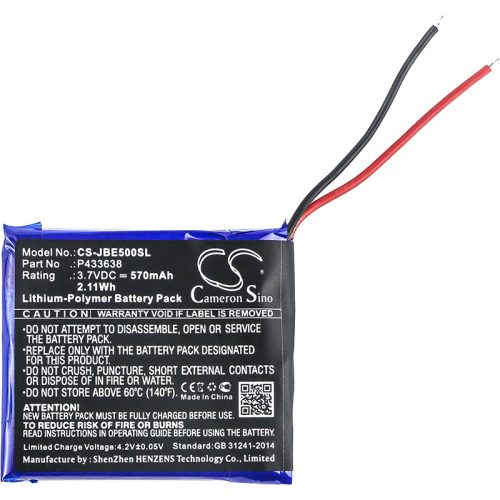 JBL P433638 helyettesítő fülhallgató akkumulátor (Li-Polymer, 570mAh / 2.11Wh, 3.7V) - Utángyártott