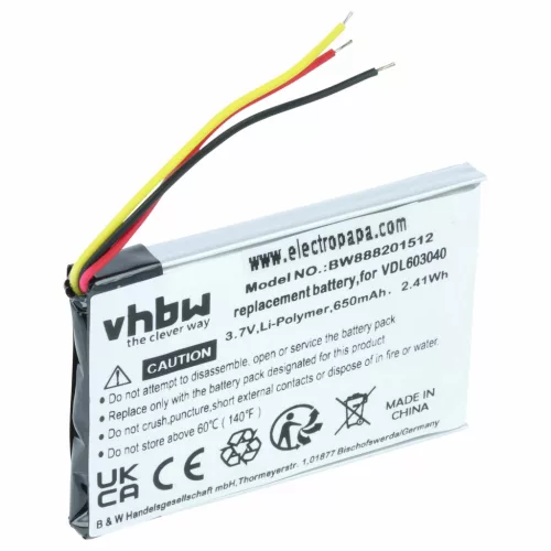 Marshall VDL603040 helyettesítő fülhallgató akkumulátor (Li-Polymer, 650mAh / 2.41Wh, 3.7V) - Utángyártott