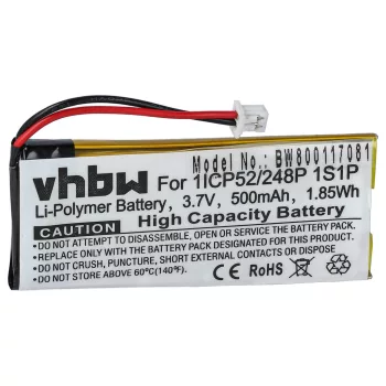  Sena 1ICP52/248P 1S1P helyettesítő fülhallgató akkumulátor (Li-Polymer, 500mAh / 1.85Wh, 3.7V) - Utángyártott