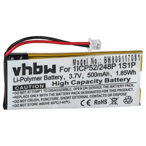 Sena 1ICP52/248P 1S1P helyettesítő fülhallgató akkumulátor (Li-Polymer, 500mAh / 1.85Wh, 3.7V) - Utángyártott