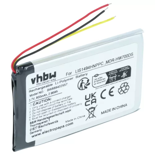 Sony LIS1494HNPPC helyettesítő fülhallgató akkumulátor (Li-Polymer, 800mAh / 2.96Wh, 3.7V) - Utángyártott